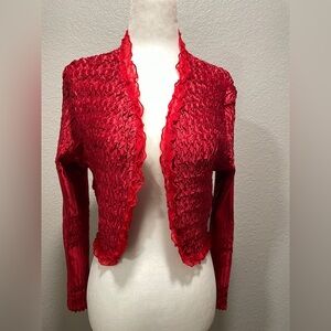 Komarov Red Open Jacket Shrug 
Chiffon Jacket Formal Cocktail
Open front 
Sze XL
